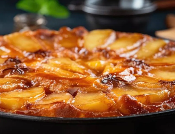 Tarta manzana en sartén
